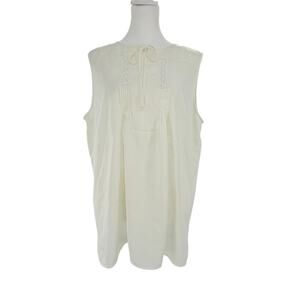 Judith Hart Collection Sleeveless Blouse Women 12 Ivory Lace Boho Tie Neck Top